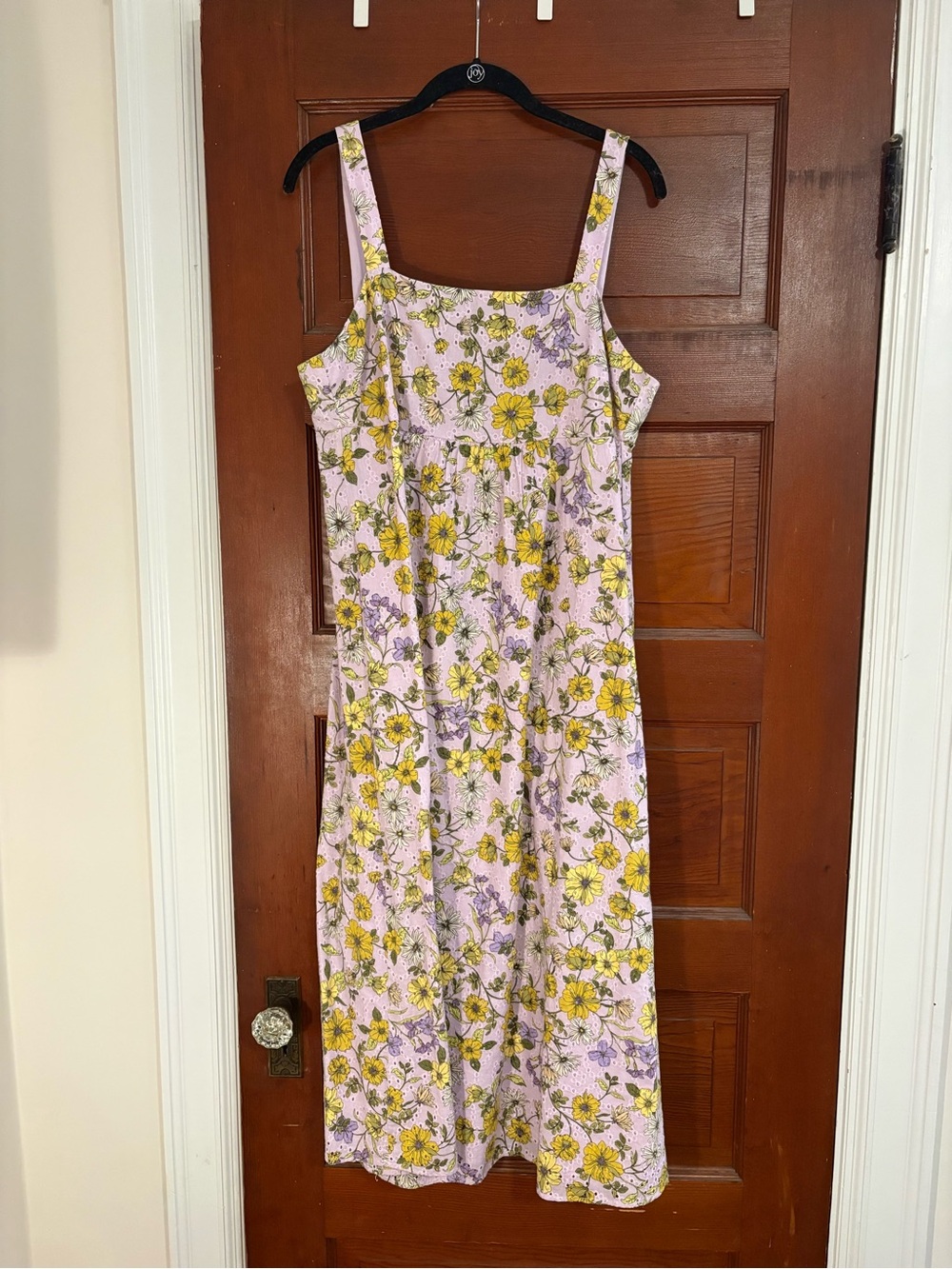 Floral Pink Eyelet with Yellow Bloom Print